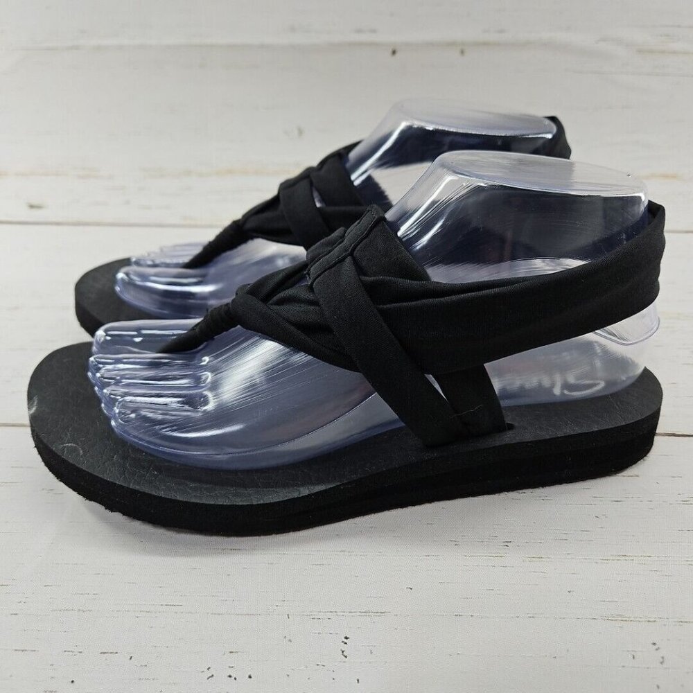 Skechers Sandals Black Size 7‎ Yoga Foam Womens Slingback Cloth Thong